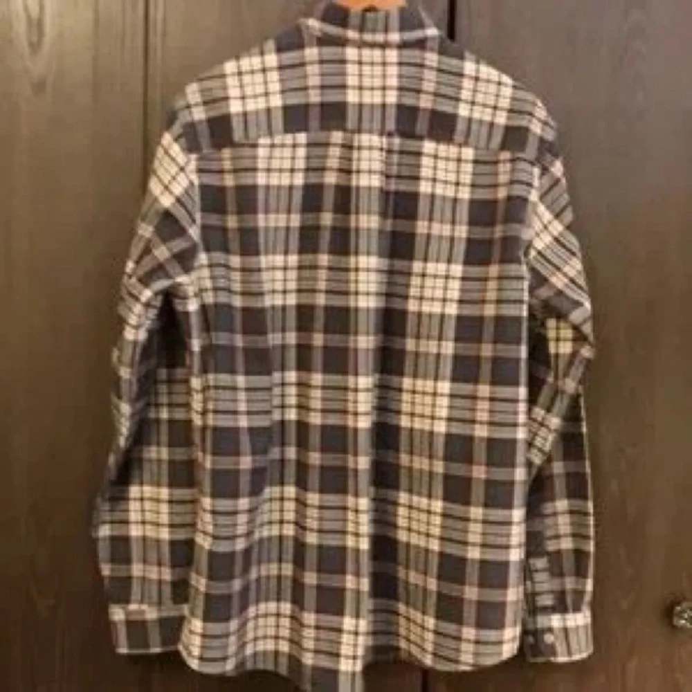Eddie Bauer Men's Black & Cream Plaid Button-Down Shirt